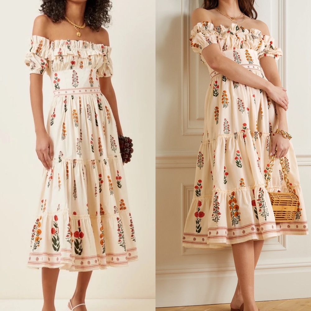 Agua by Agua Bendita Banana Dahlia Off-The-Shoulder Dress